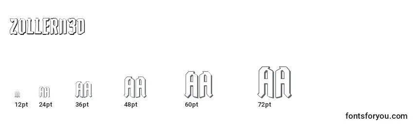 Размеры шрифта Zollern3D