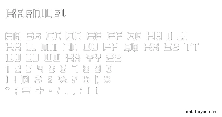 Czcionka Karnivbl – alfabet, cyfry, specjalne znaki