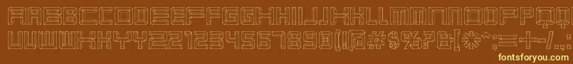 Karnivbl-fontti – keltaiset fontit ruskealla taustalla