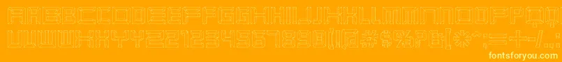 Karnivbl-Schriftart – Gelbe Schriften auf orangefarbenem Hintergrund