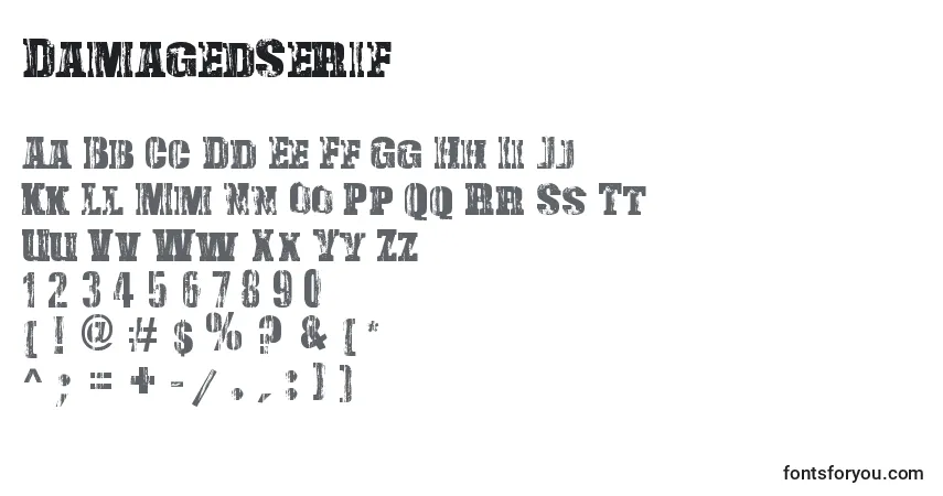 DamagedSerif font – alphabet, numbers, special characters