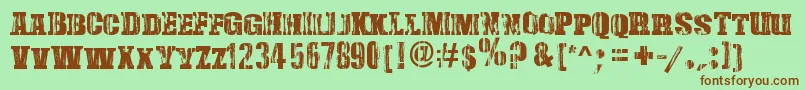 DamagedSerif Font – Brown Fonts on Green Background