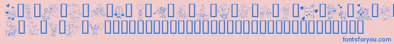 KrValentineKids2006 Font – Blue Fonts on Pink Background