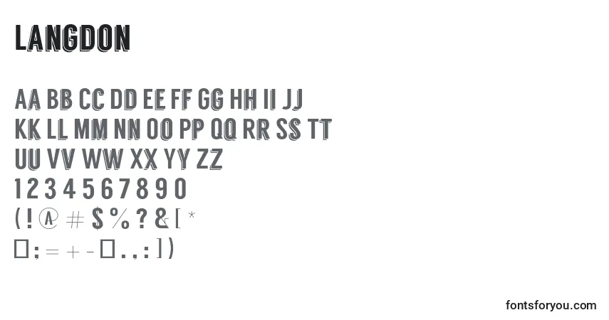 Czcionka Langdon – alfabet, cyfry, specjalne znaki