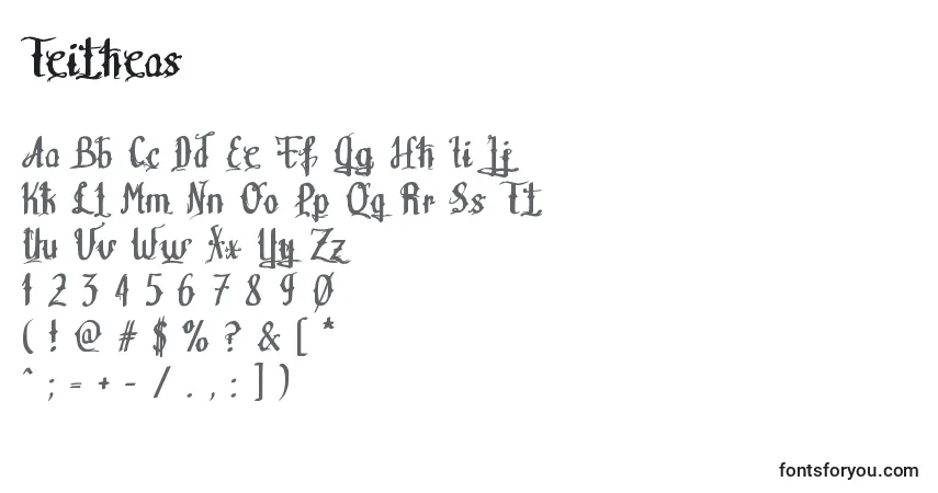 Шрифт Teitheas – алфавит, цифры, специальные символы