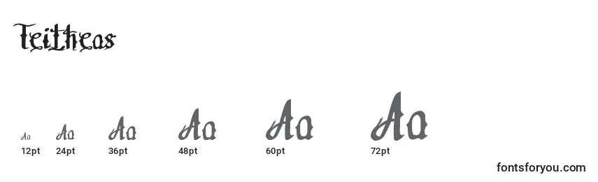 Размеры шрифта Teitheas
