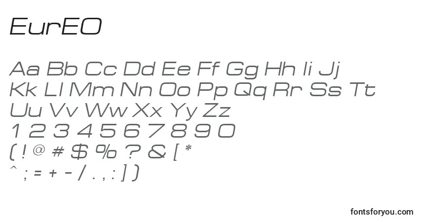 Шрифт EurEO – алфавит, цифры, специальные символы