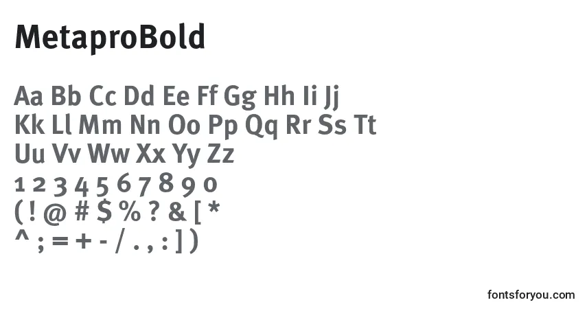 Schriftart MetaproBold – Alphabet, Zahlen, spezielle Symbole