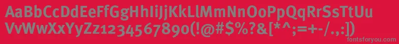 MetaproBold-Schriftart – Graue Schriften auf rotem Hintergrund