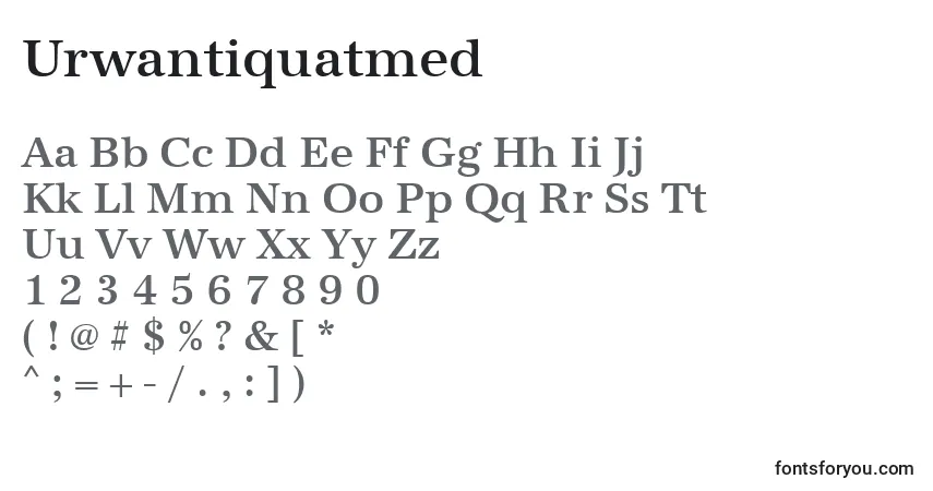 Czcionka Urwantiquatmed – alfabet, cyfry, specjalne znaki