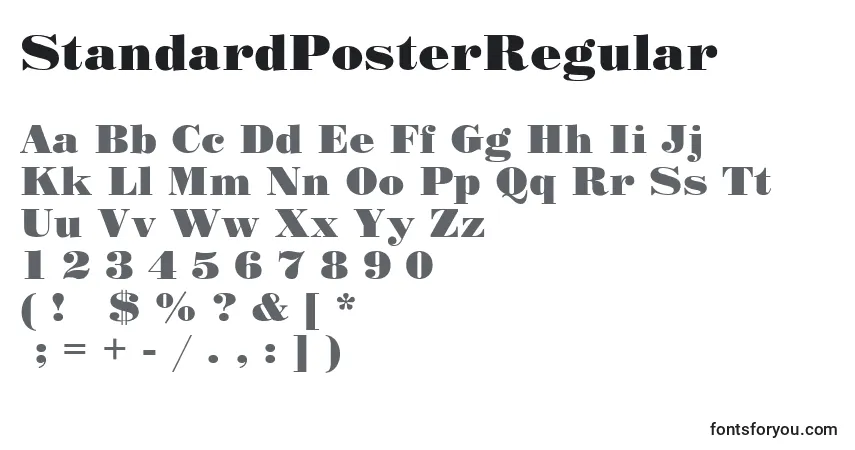 Schriftart StandardPosterRegular – Alphabet, Zahlen, spezielle Symbole