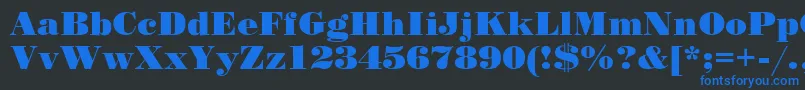 StandardPosterRegular-Schriftart – Blaue Schriften auf schwarzem Hintergrund