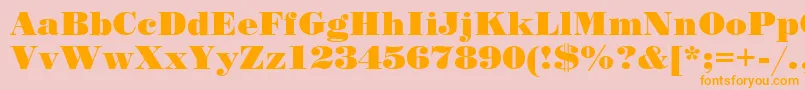 フォントStandardPosterRegular – オレンジの文字がピンクの背景にあります。