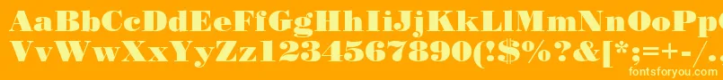 StandardPosterRegular-Schriftart – Gelbe Schriften auf orangefarbenem Hintergrund