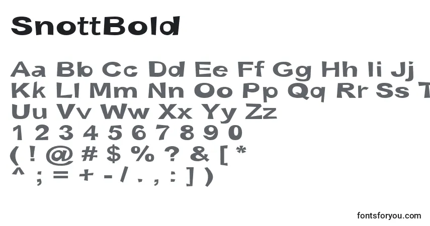 Schriftart SnottBold – Alphabet, Zahlen, spezielle Symbole