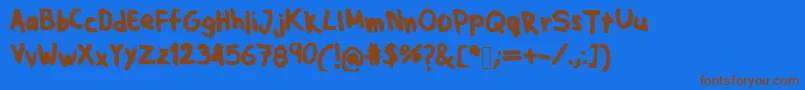 フォントJpfont – 茶色の文字が青い背景にあります。