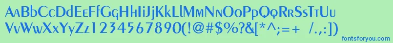 Czcionka Pentademic – niebieskie czcionki na zielonym tle