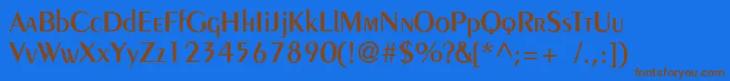 Pentademic Font – Brown Fonts on Blue Background