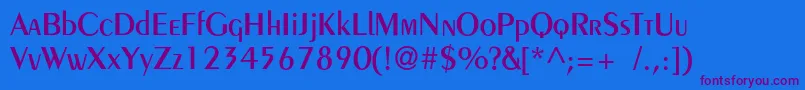 Pentademic-Schriftart – Violette Schriften auf blauem Hintergrund