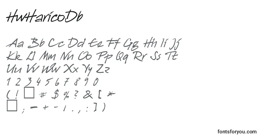 Czcionka HwHaricoDb – alfabet, cyfry, specjalne znaki