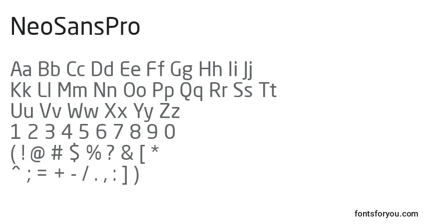 Шрифт NeoSansPro – алфавит, цифры, специальные символы