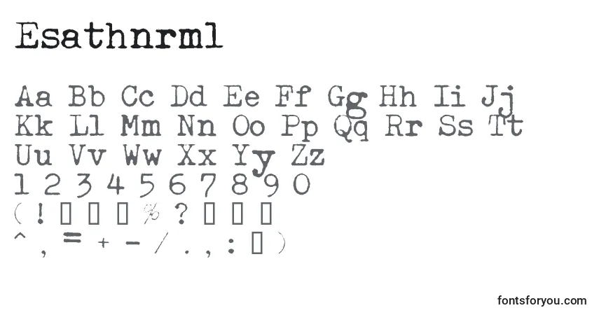 A fonte Esathnrml – alfabeto, números, caracteres especiais