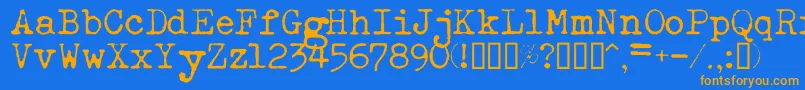 フォントEsathnrml – オレンジ色の文字が青い背景にあります。