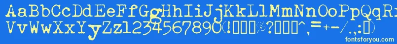 Esathnrml Font – Yellow Fonts on Blue Background