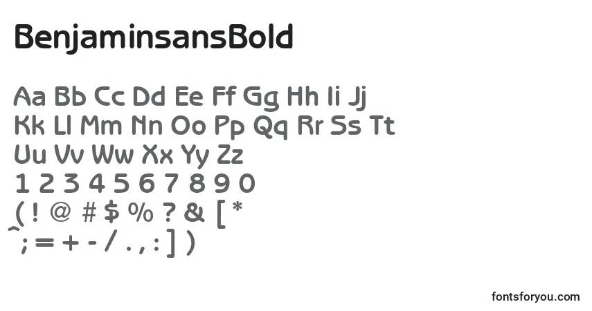 Czcionka BenjaminsansBold – alfabet, cyfry, specjalne znaki