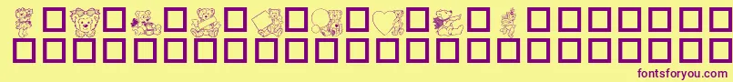 Teddydings3Dl Font – Purple Fonts on Yellow Background