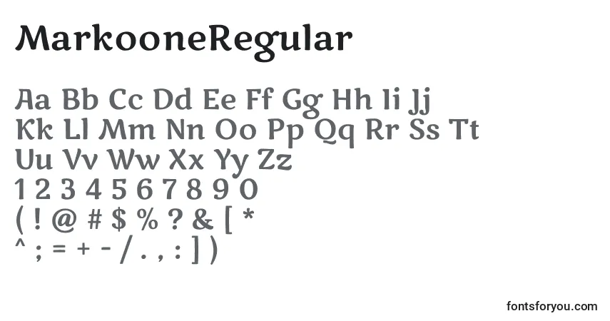A fonte MarkooneRegular – alfabeto, números, caracteres especiais