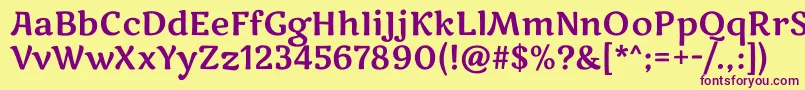 En savoir plus sur la police MarkooneRegular Police MarkooneRegular – polices violettes sur fond jaune