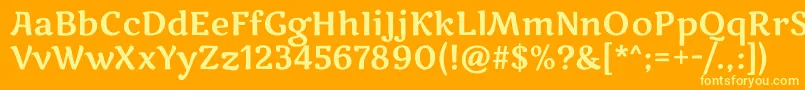 Więcej informacji o czcionce MarkooneRegular Czcionka MarkooneRegular – żółte czcionki na pomarańczowym tle