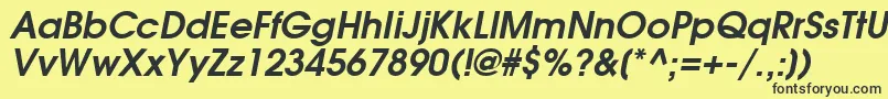 AvalancheBoldItalic Font – Black Fonts on Yellow Background