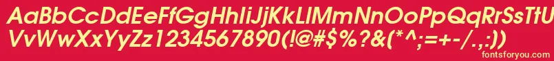 AvalancheBoldItalic Font – Yellow Fonts on Red Background