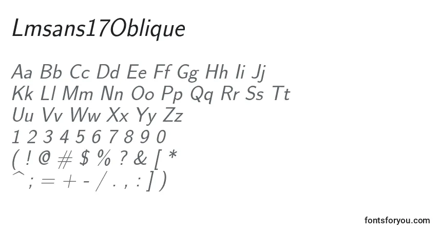 Czcionka Lmsans17Oblique – alfabet, cyfry, specjalne znaki