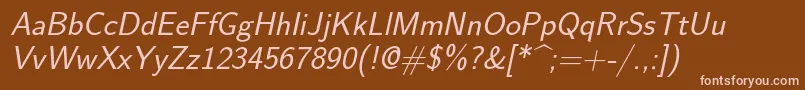 More about Lmsans17Oblique Font Lmsans17Oblique Font – Pink Fonts on Brown Background