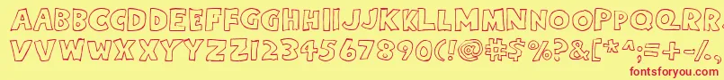 Eightypercentcapsoutline Font – Red Fonts on Yellow Background