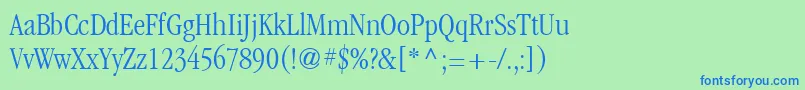 フォントGarrymondriancond3Lightsh – 青い文字は緑の背景です。