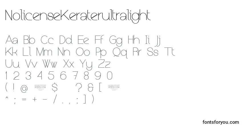 NolicenseKeraterultralight-fontti – aakkoset, numerot, erikoismerkit