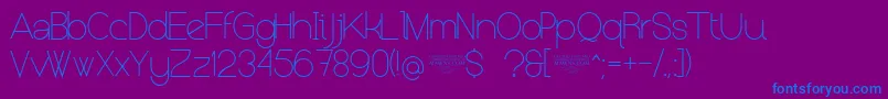 Fonte NolicenseKeraterultralight – fontes azuis em um fundo violeta