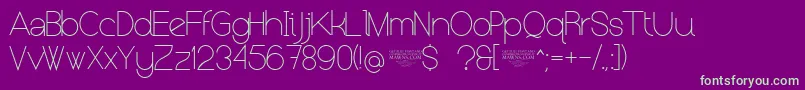 NolicenseKeraterultralight Font – Green Fonts on Purple Background