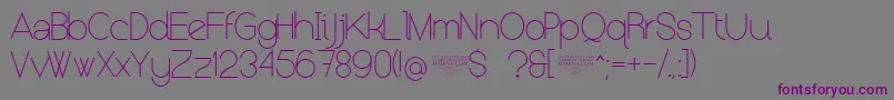 NolicenseKeraterultralight-fontti – violetit fontit harmaalla taustalla