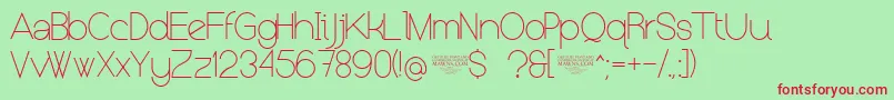 NolicenseKeraterultralight-fontti – punaiset fontit vihreällä taustalla