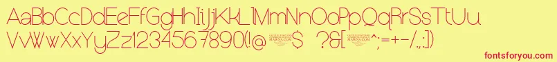 NolicenseKeraterultralight Font – Red Fonts on Yellow Background