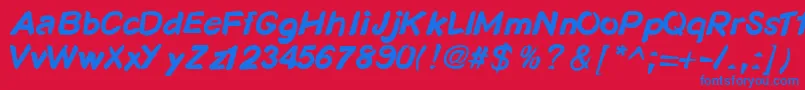 フォントKosmodoggyBold – 赤い背景に青い文字