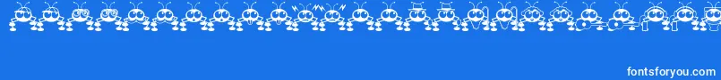 Czcionka DontBugMeJl – białe czcionki na niebieskim tle