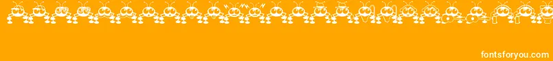 DontBugMeJl-Schriftart – Weiße Schriften auf orangefarbenem Hintergrund