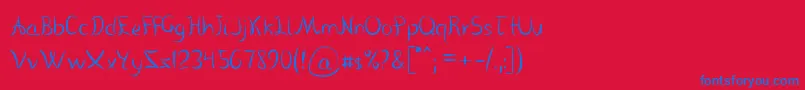Czcionka VanloseHandwritten – niebieskie czcionki na czerwonym tle