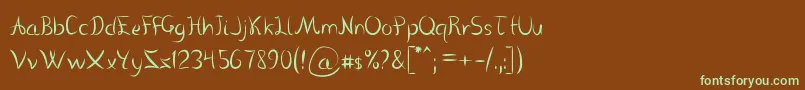 VanloseHandwritten Font – Green Fonts on Brown Background